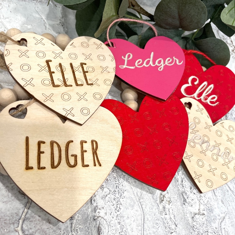 Wood heart custom name Valentine’s Day gift love